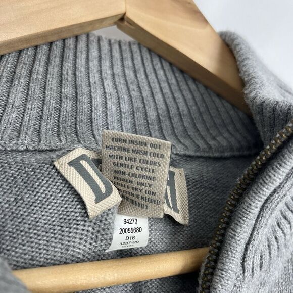 Duluth Trading Sweater Size Large Mens Gray Strongarm 1/4 Zip Mock Neck Cotton - Picture 4 of 6